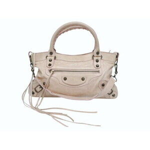 BALENCIAGA The First Shoulder Bag Pink Ivory White Leather Handbag